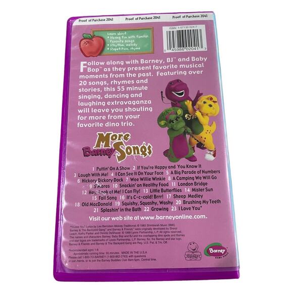 Barney: More Barney Songs (VHS, 1999) - Picture 2 of 3
